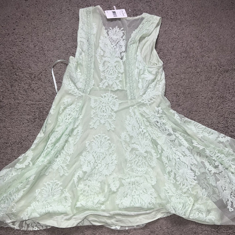 Free People Reign Over Me Sleeveless Lace Dress Mini Party Date Mint Green Sz 2 - Picture 7 of 8